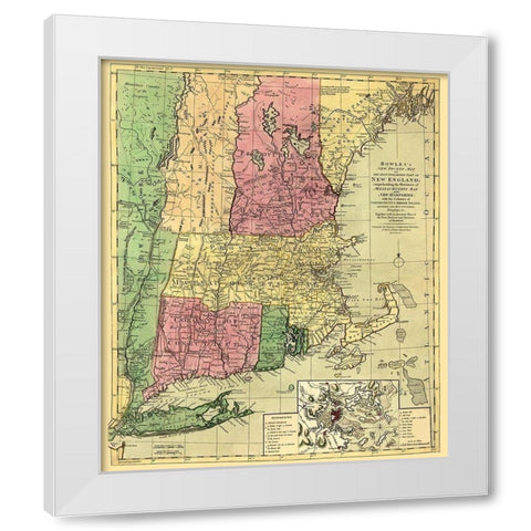 Inhabited Part of New England - Bowles 1780 White Modern Wood Framed Art Print by Bowles