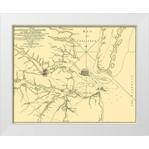 Entrance Chesapeak Bay with James York Rivers White Modern Wood Framed Art Print by Faden
