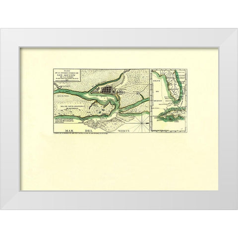 Port of St Augustine in Florida - Lopez 1783 White Modern Wood Framed Art Print by Lopez