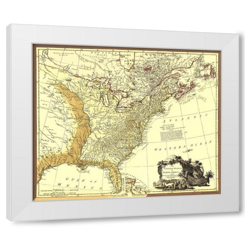 United States British with Spanish Territories White Modern Wood Framed Art Print by Faden