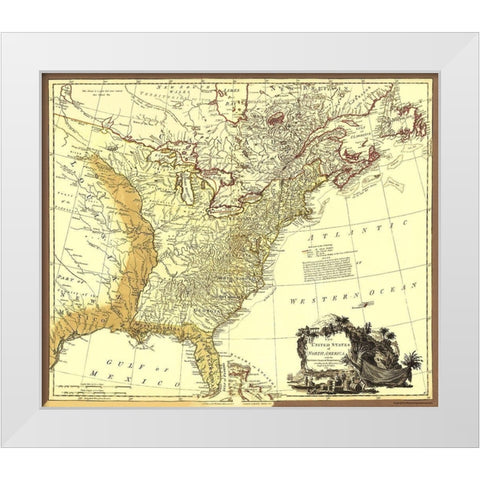 United States British with Spanish Territories White Modern Wood Framed Art Print by Faden