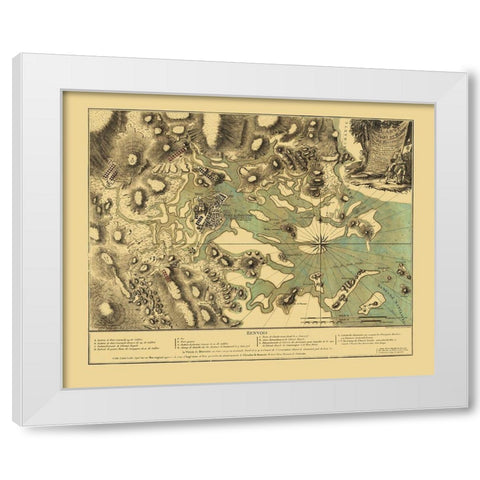Boston Harbor Massachusetts - Beaurain 1776 White Modern Wood Framed Art Print by Beaurain