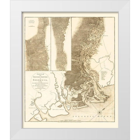 Northern Frontiers of Georgia - Campbell 1780 White Modern Wood Framed Art Print by Campbell