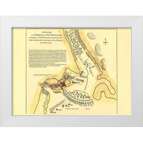 Fort Penobscot New England Battle - Jefferys 1779 White Modern Wood Framed Art Print by Jefferys
