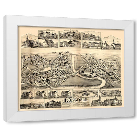 Lonsdale Rhode Island - Bailey 1888  White Modern Wood Framed Art Print by Bailey