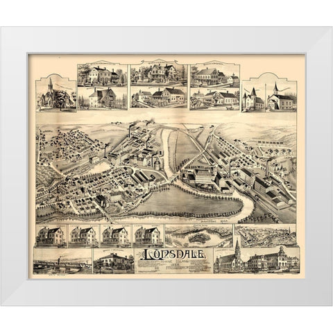 Lonsdale Rhode Island - Bailey 1888  White Modern Wood Framed Art Print by Bailey