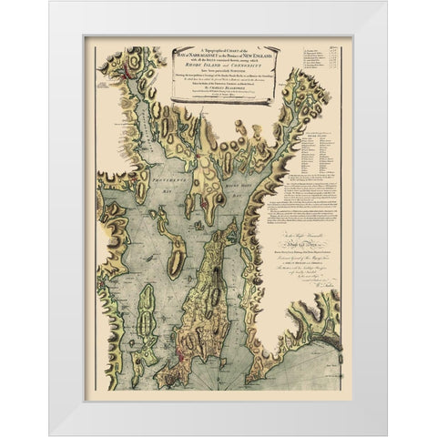 Narragansett Bay - Blaskowitz 1777 White Modern Wood Framed Art Print by Blaskowitz