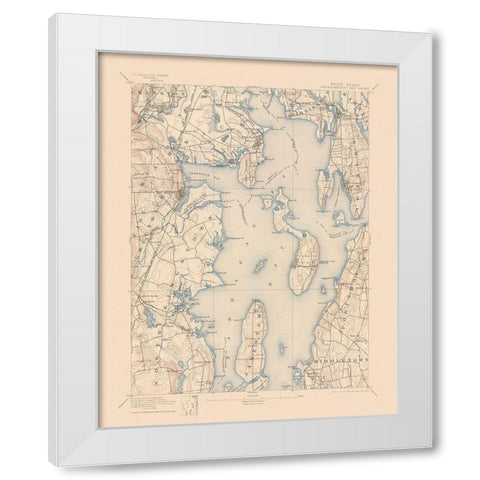 Narragansett Rhode Island Quad - USGS 1992 White Modern Wood Framed Art Print by USGS