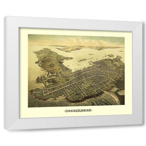 Newport Rhode Island - Galt 1878 White Modern Wood Framed Art Print by Galt