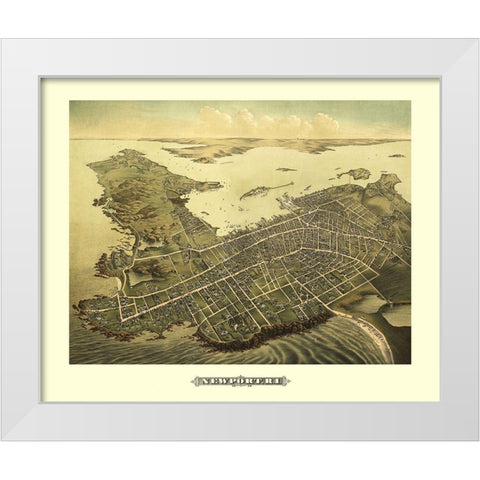 Newport Rhode Island - Galt 1878 White Modern Wood Framed Art Print by Galt