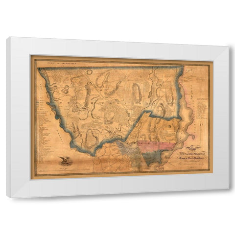 North Providence Rhode Island - Cushing 1835  White Modern Wood Framed Art Print by Cushing