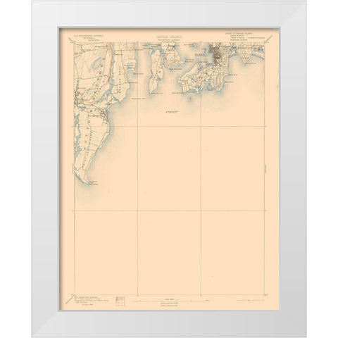 Newport Rhode Island Sheet - USGS 1894 White Modern Wood Framed Art Print by USGS