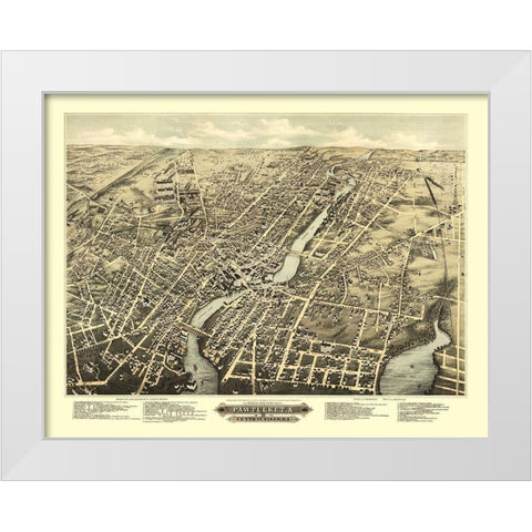 Pawtucket Central Falls Rhode Island - Vogt 1877 White Modern Wood Framed Art Print by Vogt