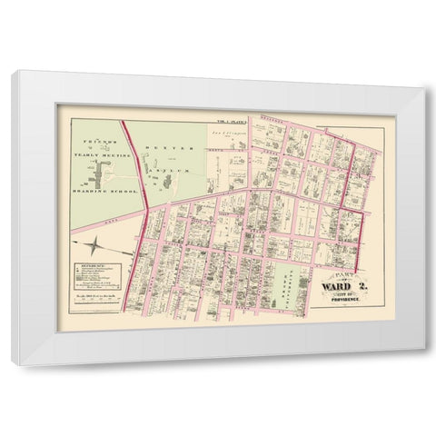 Providence, Ward 2 Rhode Island Landowner White Modern Wood Framed Art Print by Hopkins