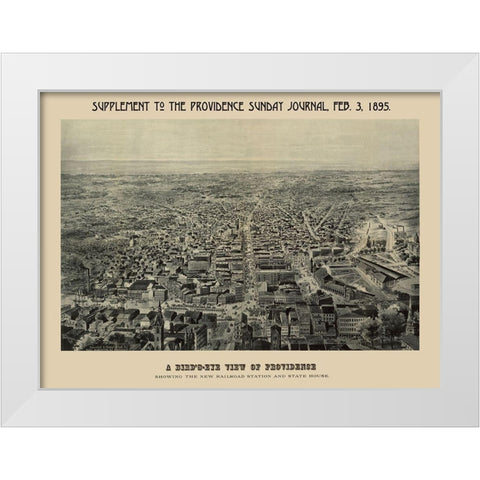 Providence Rhode Island - Chapin 1895 White Modern Wood Framed Art Print by Chapin