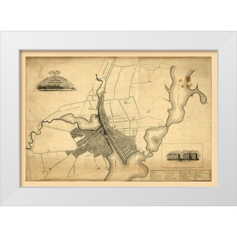 Providence Rhode Island - Anthony 1823  White Modern Wood Framed Art Print by Anthony