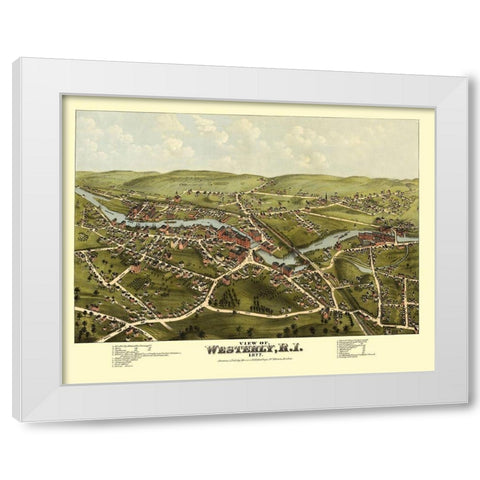 Westerly Rhode Island - Bailey 1877 White Modern Wood Framed Art Print by Bailey