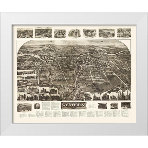 Westerly Rhode Island - Hughes 1911 White Modern Wood Framed Art Print by Hughes