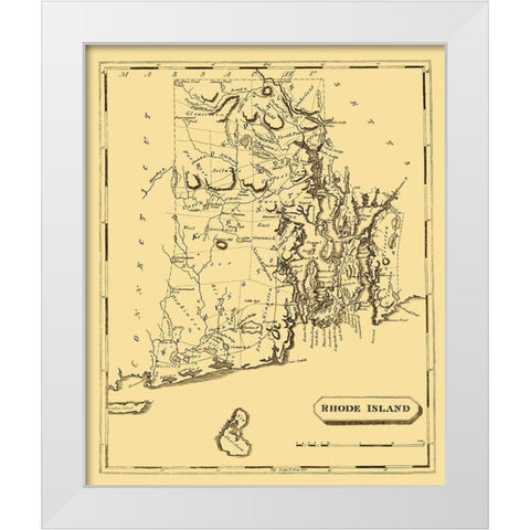 Rhode Island - Arrowsmith 1808 White Modern Wood Framed Art Print by Arrowsmith