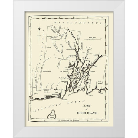 Rhode Island - Stockdale 1794 White Modern Wood Framed Art Print by Stockdale