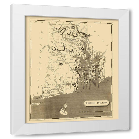 Rhode Island - Arrowsmith 1809 White Modern Wood Framed Art Print by Arrowsmith