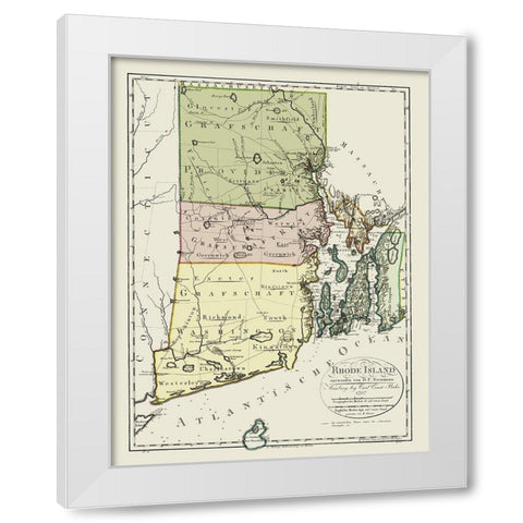 Rhode Island - Bohn 1797 White Modern Wood Framed Art Print by Bohn