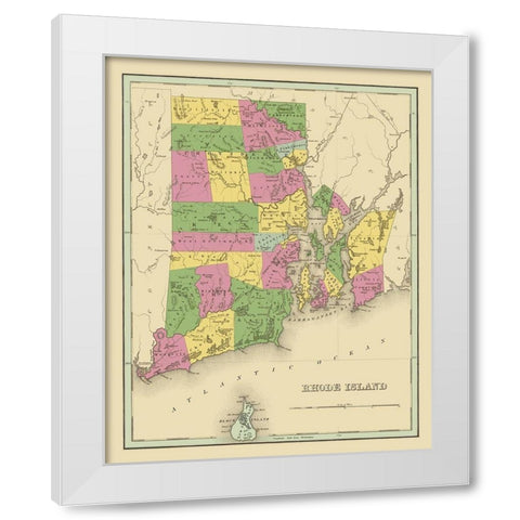 Rhode Island - Strong 1841 White Modern Wood Framed Art Print by Strong
