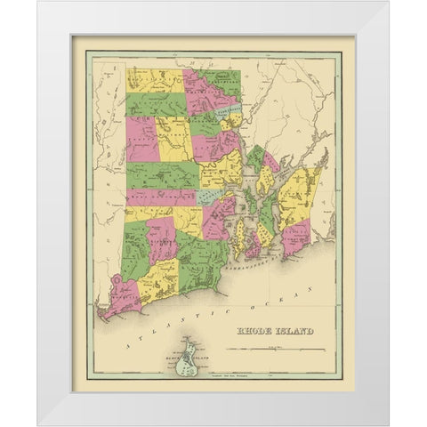Rhode Island - Strong 1841 White Modern Wood Framed Art Print by Strong