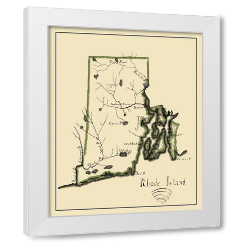 Rhode Island - Henshaw 1828 White Modern Wood Framed Art Print by Henshaw