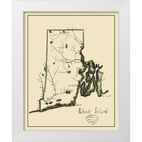 Rhode Island - Henshaw 1828 White Modern Wood Framed Art Print by Henshaw
