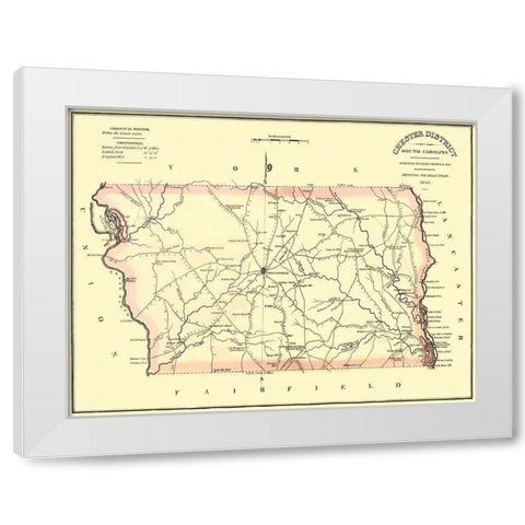 Chester South Carolina Landowner - Mills 1825 White Modern Wood Framed Art Print by Mills