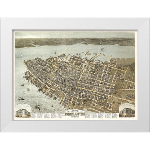 Charleston South Carolina - Drie 1872 White Modern Wood Framed Art Print by Drie