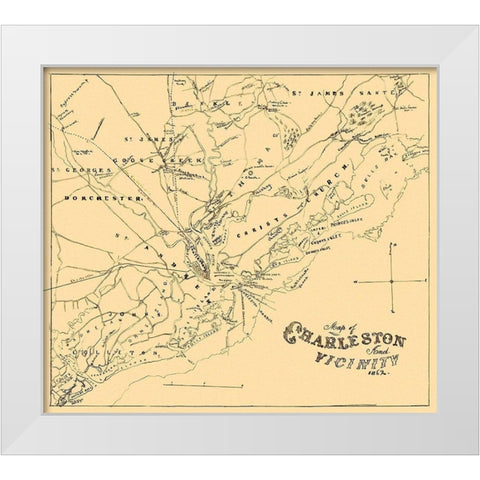 Charleston, and Vicinity South Carolina White Modern Wood Framed Art Print by Hawley
