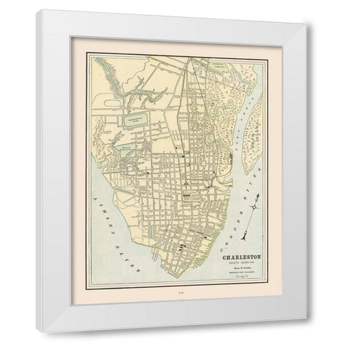 Charleston  South Carolina - Cram 1892 White Modern Wood Framed Art Print by Cram