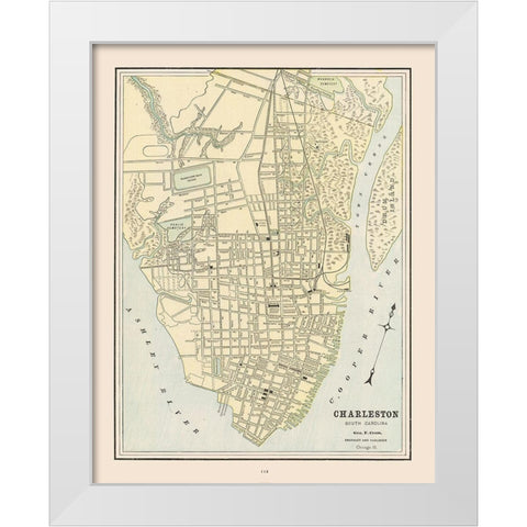 Charleston  South Carolina - Cram 1892 White Modern Wood Framed Art Print by Cram
