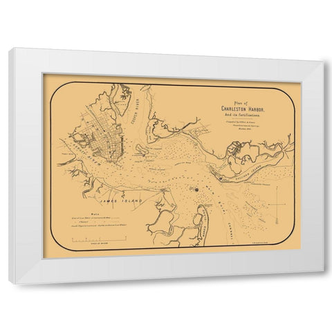 Charleston Harbor South Carolina - Elliot 1861  White Modern Wood Framed Art Print by Elliot