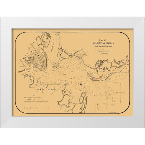 Charleston Harbor South Carolina - Elliot 1861  White Modern Wood Framed Art Print by Elliot