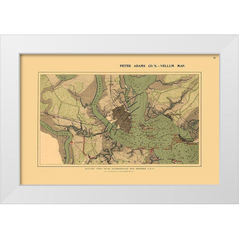 Charleston Harbor South Carolina - Adams 1860  White Modern Wood Framed Art Print by Adams