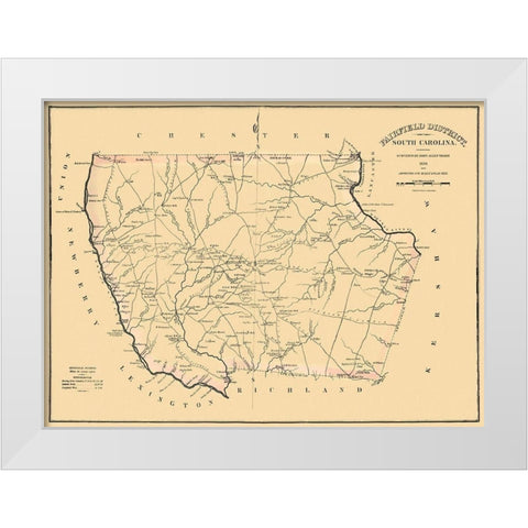 Fairfield South Carolina Landowner - Mills 1825 White Modern Wood Framed Art Print by Mills