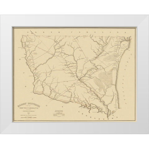 Horry South Carolina Landowner - Mills 1825 White Modern Wood Framed Art Print by Mills