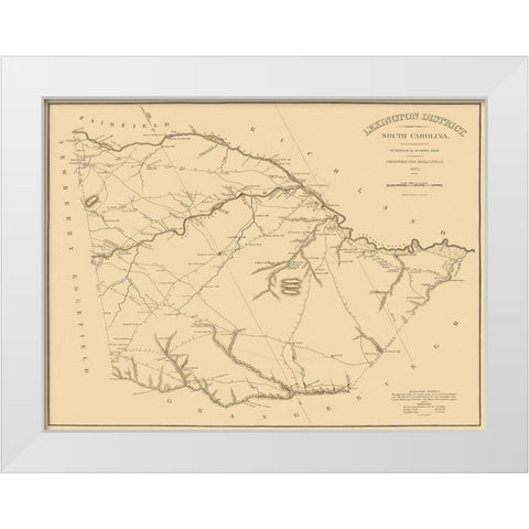 Lexington South Carolina Landowner - Mills 1825 White Modern Wood Framed Art Print by Mills