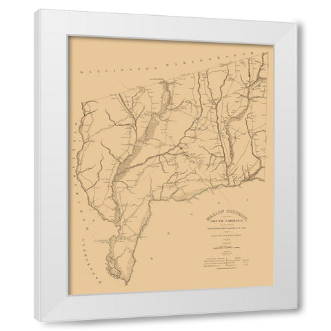 Marion County South Carolina - Harlee 1825  White Modern Wood Framed Art Print by Harlee