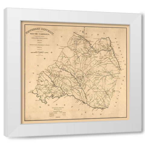 Newberry South Carolina - Coate 1825  White Modern Wood Framed Art Print by Coate