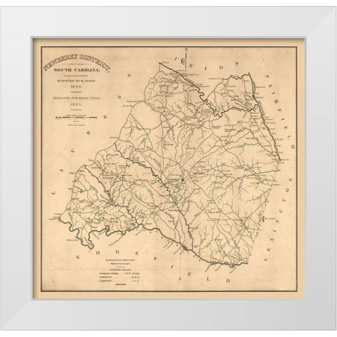 Newberry South Carolina - Coate 1825  White Modern Wood Framed Art Print by Coate