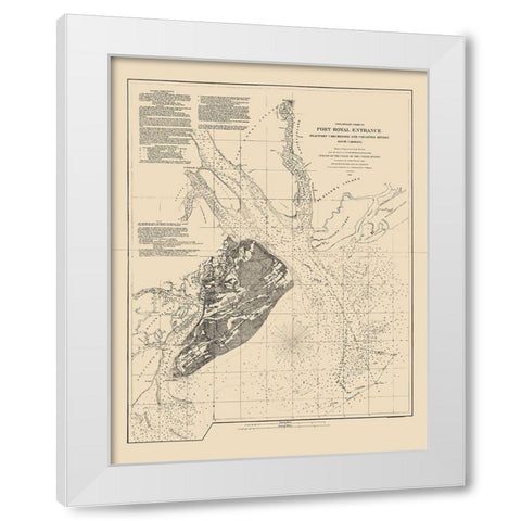 Port Royal Entrance - USCS 1862 White Modern Wood Framed Art Print by USCS
