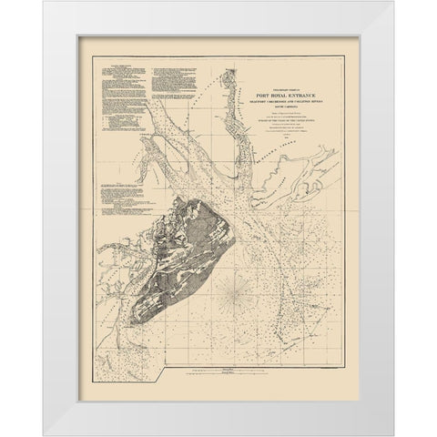 Port Royal Entrance - USCS 1862 White Modern Wood Framed Art Print by USCS