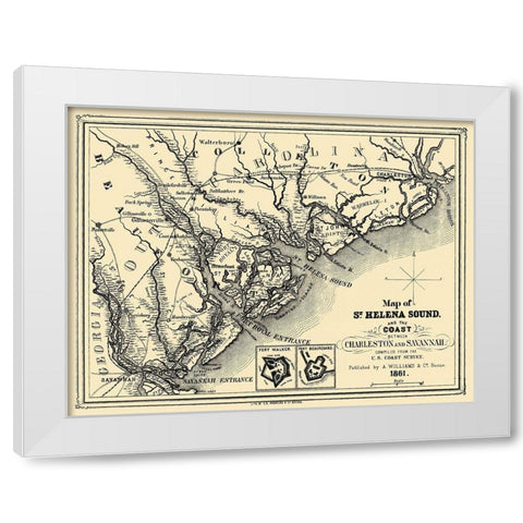 St Helena Sound - Williams 1861 White Modern Wood Framed Art Print by Williams