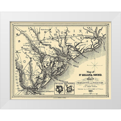 St Helena Sound - Williams 1861 White Modern Wood Framed Art Print by Williams