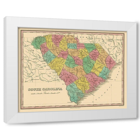 South Carolina - Finley 1831 White Modern Wood Framed Art Print by Finley