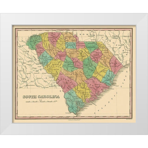 South Carolina - Finley 1831 White Modern Wood Framed Art Print by Finley